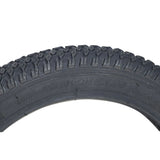 14x2.125 (57-254) Pneumatic Tire for Electric Bikes with knobby tread, ideal for various terrains. Close-up view highlights the detailed tread pattern, suitable as an aftermarket replacement for e-bikes.