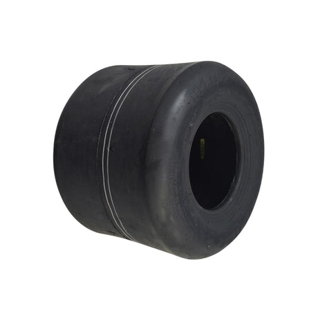 11x7.10-5 Tubeless Slick Tire for Drift Trikes & Go-Karts, featuring a treadless black design with a white stripe and central hole. Ideal for low-traction, high-velocity performance on racing vehicles.