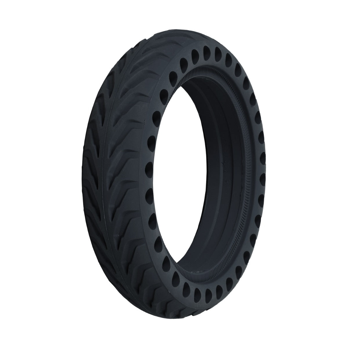 8.5 x 2 Solid Honeycomb Tire for Scooters with visible tread and open holes around the radius, offering shock absorption and flat-free performance.