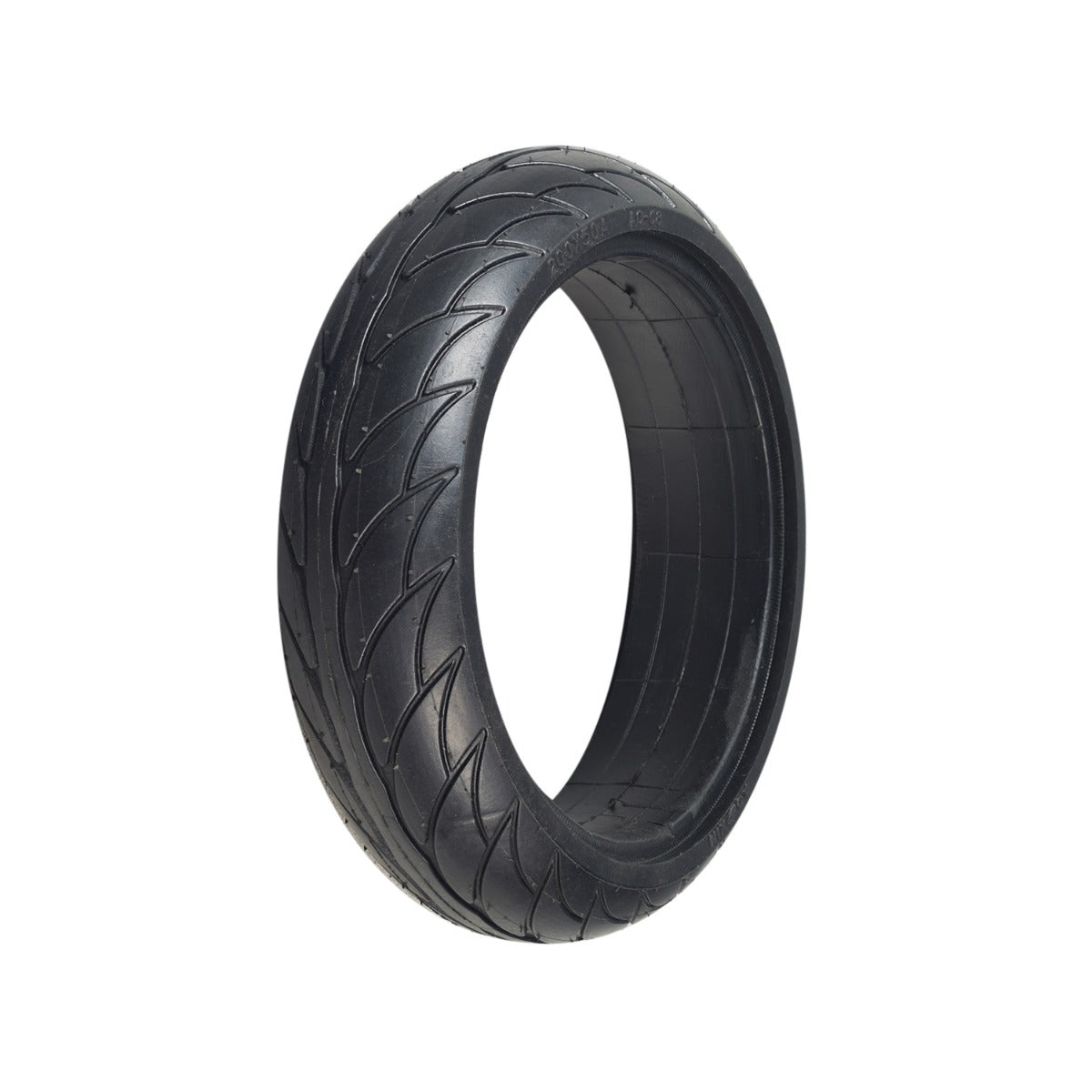 200x50 (8x2) Solid Tire for Ninebot by Segway Electric Scooters, showcasing low-siped street tread designed for hard city pavement, ensuring a flat-free ride with solid rubber construction.