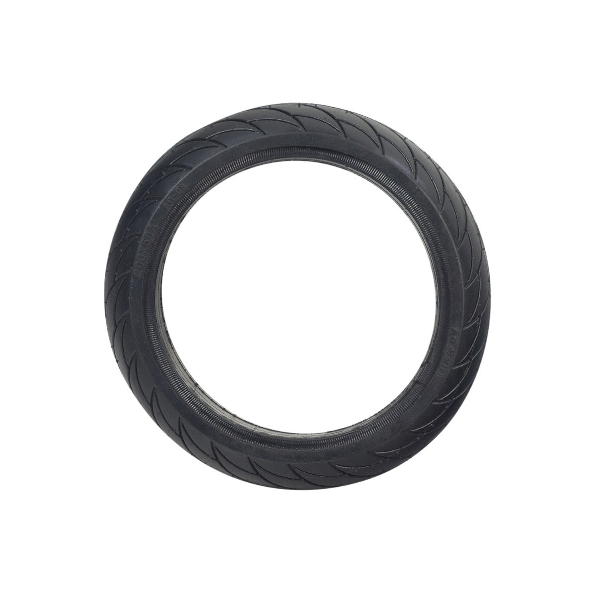 200x50 (8x2) Solid Tire for Ninebot by Segway Electric Scooters, showcasing a low-siped street tread optimized for hard city pavement, ensuring a flat-free ride on a solid rubber tire.