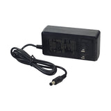 24 Volt 2.1mm ID Coaxial Battery Charger for Pulse Scooters, featuring a black power cord with a plug, ideal for various electric scooters, complete with automatic shut-off and LED indicators for charging status.