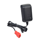 6 Volt Battery Charger for Kid Trax Ride-On Toys, featuring a black device with a red 2-pin connector and attached power cord, designed for wall-mount installation.