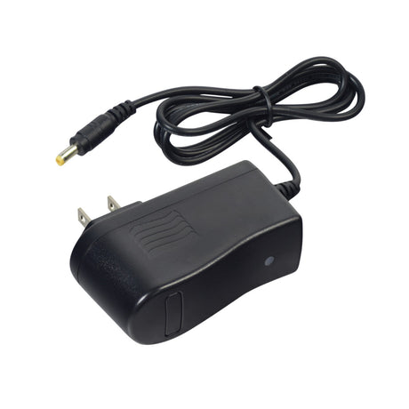 10.95 Volt Coaxial Lithium Battery Charger for Razor Electric Party Pop, Electric Tekno, and Turbo Jetts, featuring a black adapter with an attached wire and a plug, including a multi-color LED indicator.