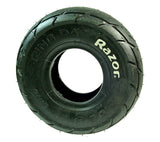 3.00-4 (10x3, 260x85) Scooter Tire & Tube Set featuring a close-up of the black tire with the Razor logo in white letters on the sidewall.