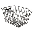 Rack Top Wire Basket by Sunlite, featuring a black wire design with a handle, made of top-quality steel, and mounts to the rear rack with fixed hardware. Measures 16 x 13 x 8.