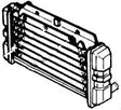 Radiator for Honda Elite 250 (All Models) (OEM), depicted as a black and white sketch, showcasing the detailed design and structure of the stock radiator part for Honda Elite 250 scooters.