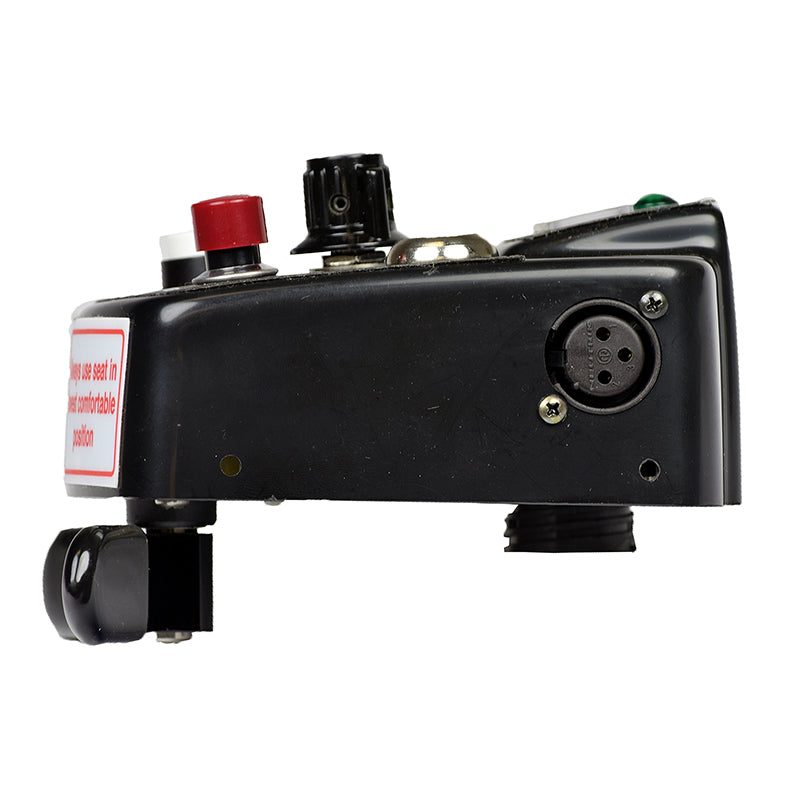 A-Series Accel Box Assembly with Light Switch for Ranger Mobility Scooters, featuring buttons and switches, includes two keys.