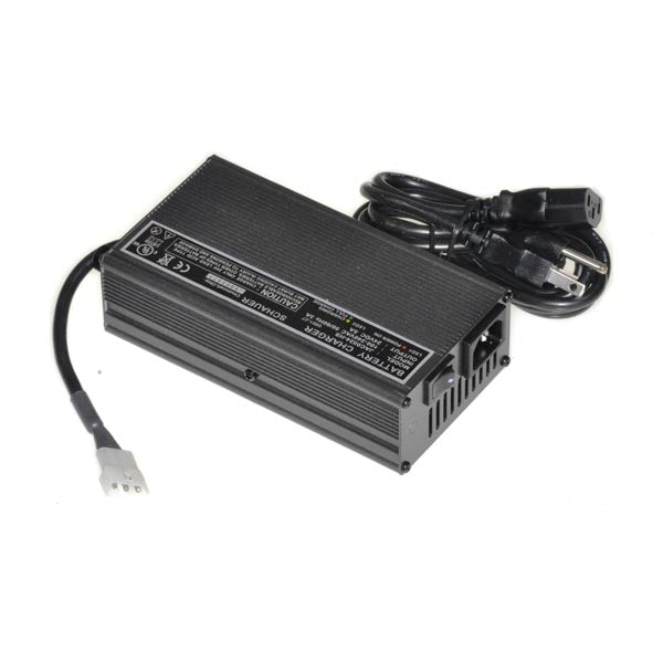 24 Volt 5.0 Amp On-Board Battery Charger for Ranger Mobility Scooters, featuring a black power supply with attached wires and a cord, designed for compatibility with most Ranger scooters.