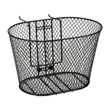 Non-Folding Front Basket for Ranger Mobility Scooters: a sturdy black wire basket with a handle, designed to securely attach to Ranger scooters, providing convenient storage without folding.