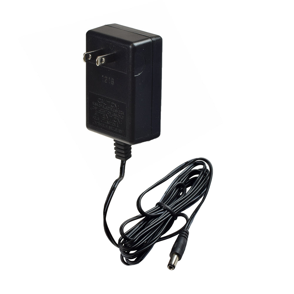 12 Volt 1000 mAmp (1.0 Amp) 2.5mm ID Coaxial Battery Charger for Razor E-Punk, Scream Machine, & XLR8R, featuring a black power cord with plug, close-up of the connector.