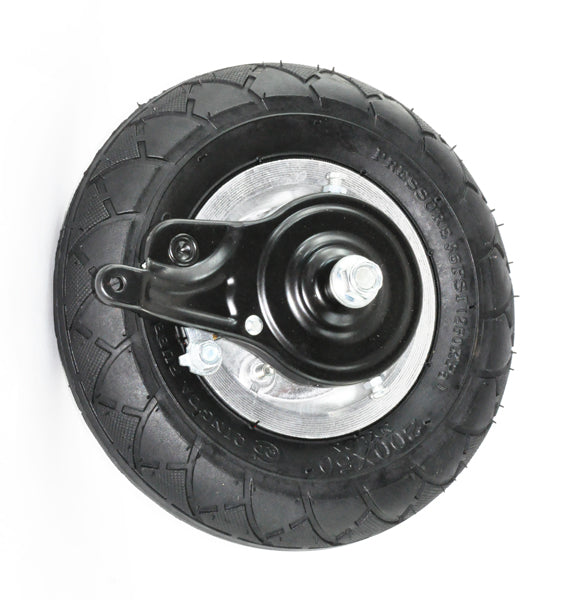 Razor E150 (Version 1-5) Chain Drive Rear Wheel Assembly - Pneumatic, featuring a black tire with a metal rim, designed as a complete replacement for the electric scooter's rear wheel assembly.