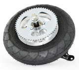 Razor E150 (Version 1-5) Chain Drive Rear Wheel Assembly - Pneumatic, featuring a black tire with a silver rim, designed for replacement on Razor E150 electric scooters.