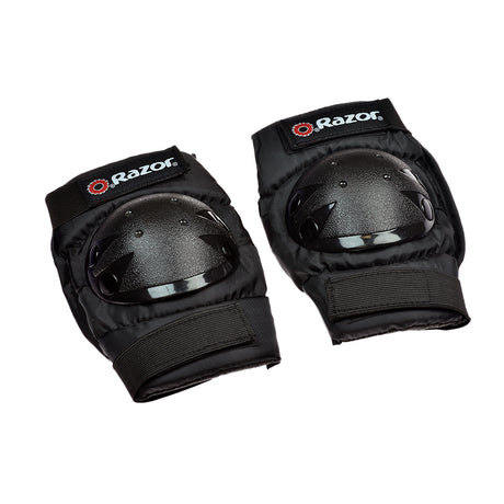 Elbow & Knee Pad Set by Razor featuring ABS hard plastic caps and rip & grip closures, designed for youth aged 8 to 14 for scooting or skateboarding protection.