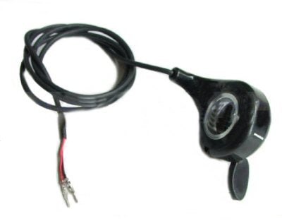 Thumb Throttle with 2 Wires for the Razor E100, Versions 1-4, featuring a black cable and a thumb control mechanism.