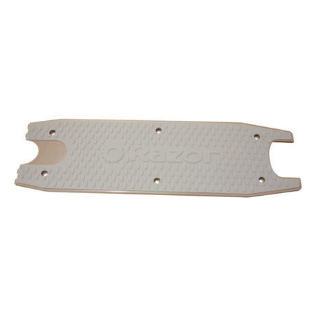 Deck Plate With Grip Tape for the Razor C25 SLA & C35 SLA Electric Scooters, a white rectangular piece with six pre-drilled holes and rubber grip tape on top for easy installation.