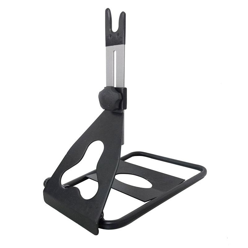 Rear Adjustable Axle Stand with a black base and silver handle, ideal for electric scooters, kick scooters, gas scooters, bicycles, and electric bikes.