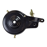 Electric Scooter Parts: Rear Band Brake Assembly with Rotor & Spring - 80mm, featuring a black metal body with visible bolts and an 80mm inner diameter, designed for recreational electric scooters.