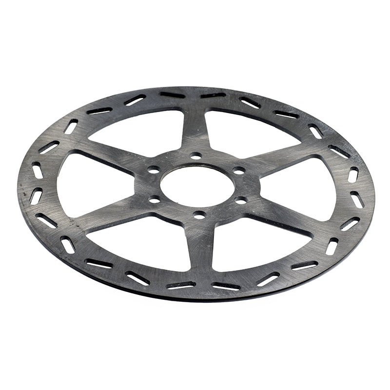 180 mm Rear Brake Disc for the Coleman RB100 105cc Mini Bike, a circular metal disc with six mounting holes on a 50 mm bolt hole circle, ideal for replacing the factory-installed brake disc.