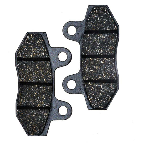 Rear Brake Pads for the Baja Xmoto Extreme 250cc Dirt Bike (X250) – close-up of a black brake pad pair with metal components, compatible with various 150cc GY6 scooters.