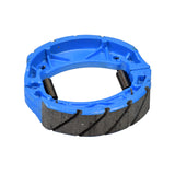 Rear Brake Shoe Set for Yamaha Vino and Zuma Scooters, featuring a blue and black circular brake disc designed for 50 cc versions.