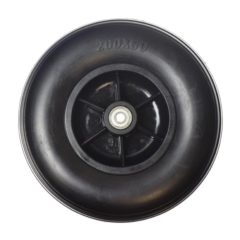 8x2 (200x50) Rear Caster Wheel for Jazzy Select HD, featuring a black tire with a metal center, specifically designed for power chairs with C30 serial numbers.