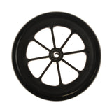 8 Rear Caster Wheel for the Drive Steel Transport Chair, featuring a black spoke design and central hub. Ideal for replacing worn-out wheels, ensuring smooth mobility for transport chairs.