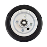 Rear Caster Wheel Assembly for Jazzy Select, Jazzy Select Elite, and Pride TSS 300 (WHLASMB2047) featuring a black rubber tire, round center, and visible screws.