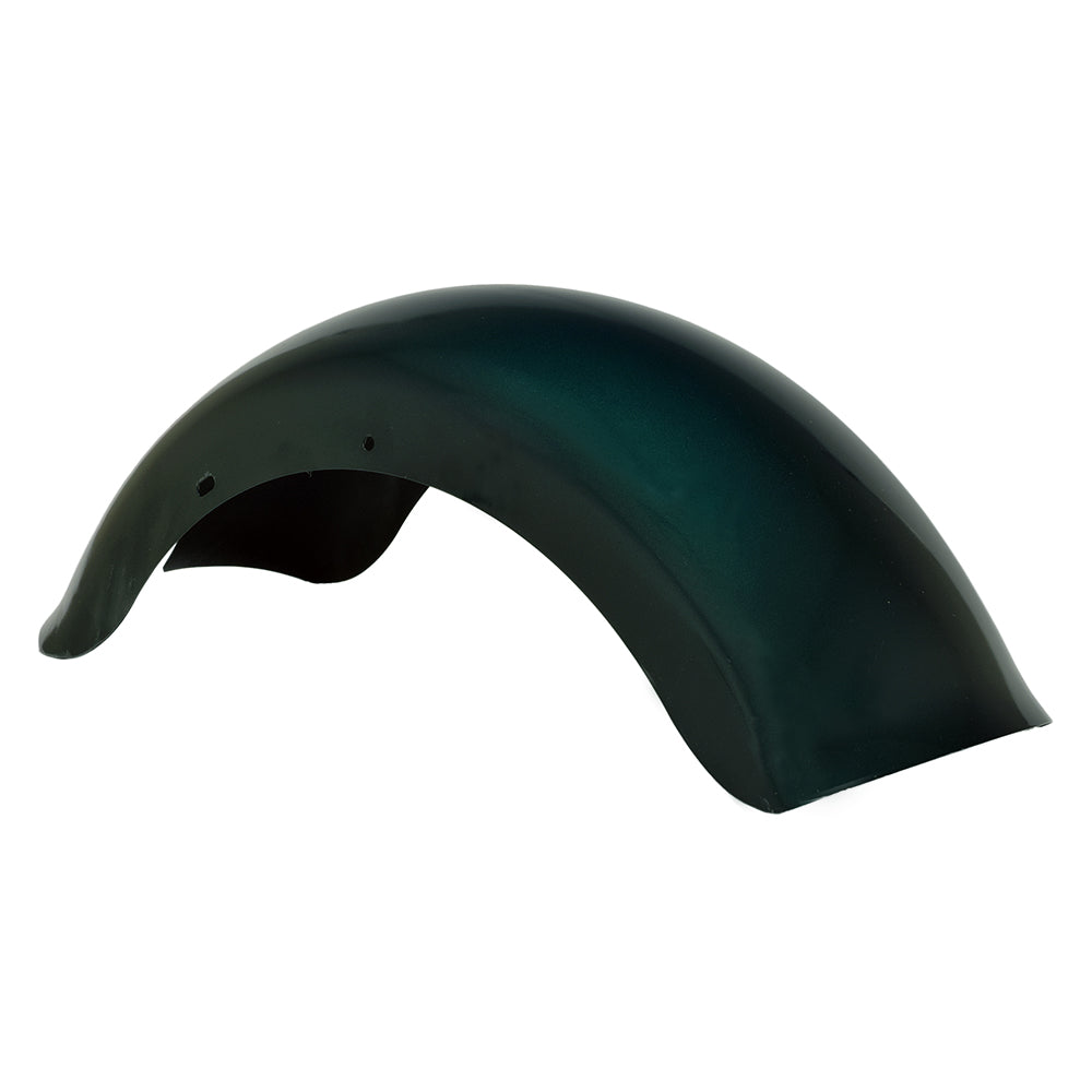 Green Metal Rear Fender for Baja Mini Bike MB165 (Baja Heat, Mini Baja, Baja Warrior), featuring a sturdy, sleek black fender design, displayed against a plain backdrop.