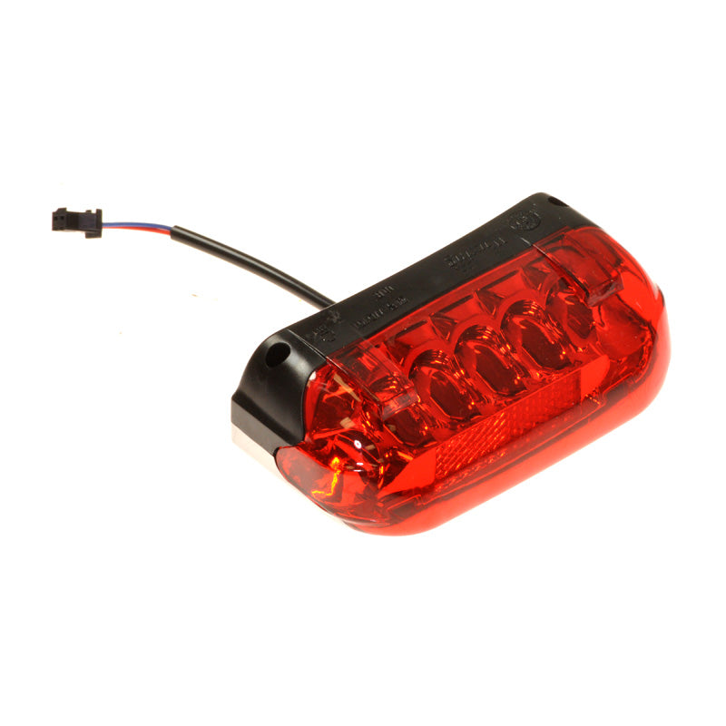 Rear LED Light for Electric Bike Kits, featuring a streamlined design with a visible red lamp and a connecting black cable, ensuring high luminosity for enhanced safety on 24, 36, or 48 volt systems.