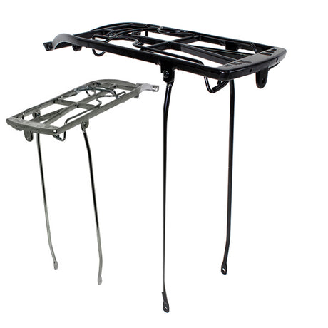 Rear Rack with Alloy Springer, a black and silver bicycle accessory designed for enhanced utility, suitable for various scooters and bikes.