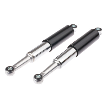 Rear Shocks for Honda Cub C70 1970-1973 (Set of 2), featuring a pair of metal cylinders designed as high-quality replacement shock absorbers for smoother rides and tire protection.