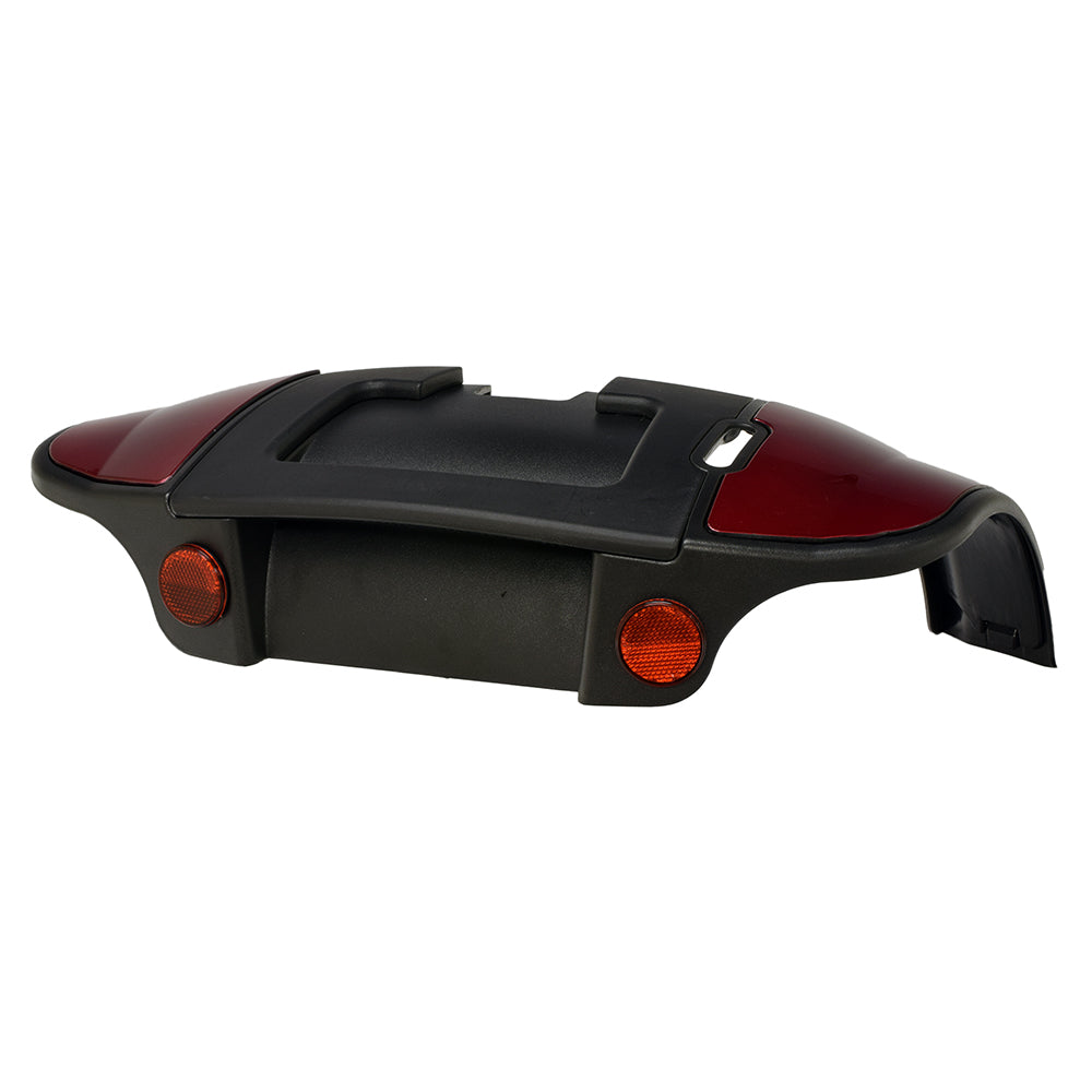 Close-up of the Rear Shroud Assembly for the 4-Wheel Go-Go Elite Traveller Plus (SC54), featuring a sleek, black and red design with orange lights, ideal for replacing damaged body panels.