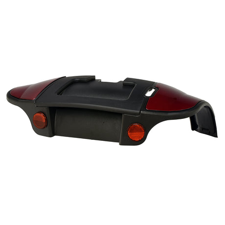 Rear Shroud Assembly for the 4-Wheel Go-Go Elite Traveller Plus (SC54) showing a sleek, black and red body panel with orange lights, perfect for replacing damaged scooter parts.