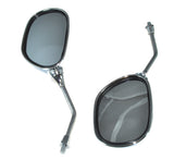 Rear View Mirrors for Razor Pocket Mod & iMod (Set of 2) shown with chrome plating and black handlebar brackets, suitable for all models. The image depicts two mirrors against a white background.