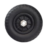 Rear Flat Free Wheel Assembly for the Drive Bobcat 3 & Bobcat 4, featuring a close-up of a black wheel with a central nut, designed for durable, worry-free performance on mobility scooters.