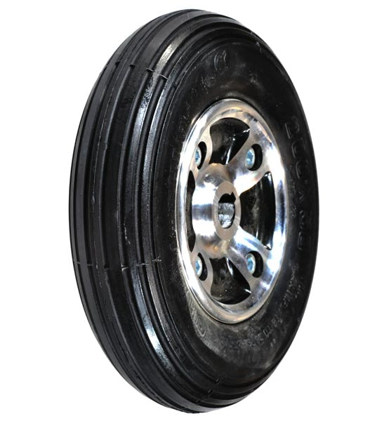 8x2 (200x50) Solid Rear Wheel Assembly for Drive Hawk Mobility Scooter, featuring a black tire with a silver rim, showcasing solid flat-free performance and genuine factory OEM part from Drive Medical.