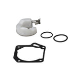 Carburetor Repair Kit for 50cc 2-Stroke 1E40QMB Minarelli Carburetors includes a white plastic object with metal parts and black gaskets, designed for scooters, ATVs, and dirt bikes with an electric choke.