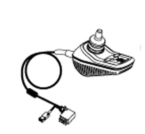 4 Key 50 Amp VSI Joystick Controller with Right Angle Connectors for Jazzy 1113 and 1113 ATS Power Chairs (Reconditioned), depicted in a detailed black and white sketch, showing ergonomic design and key components.