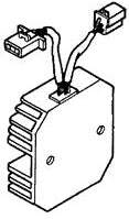 Rectifier for Honda Elite 250 (1985-1988 Models) and Helix CN250 (1986 Models) (OEM), depicted as a technical drawing showing a computer part with an attached cable.