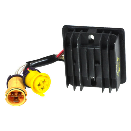 Rectifier (Voltage Regulator) with 2 Yellow Connectors for Baja Wilderness Trail 250 (WD250) ATV - VIN Prefix LAPS, showing a black electronic device with visible wires.