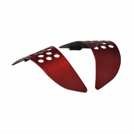 Red Version 2 Front Body Inserts for the Go-Go Elite Traveller (SC44E), featuring two red metal pieces with multiple holes, designed to refurbish and enhance the appearance of the 4-wheel model.