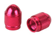 Close-up of the Red Hex Sport Valve Cap Set, featuring sleek red metal caps designed for bikes and scooters.