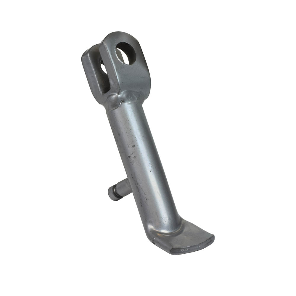 Kickstand for the Massimo MM-MB100 Mini Bike: A close-up of a silver metal tool with holes, designed as a durable kickstand to keep your mini bike stable and out of the dirt.