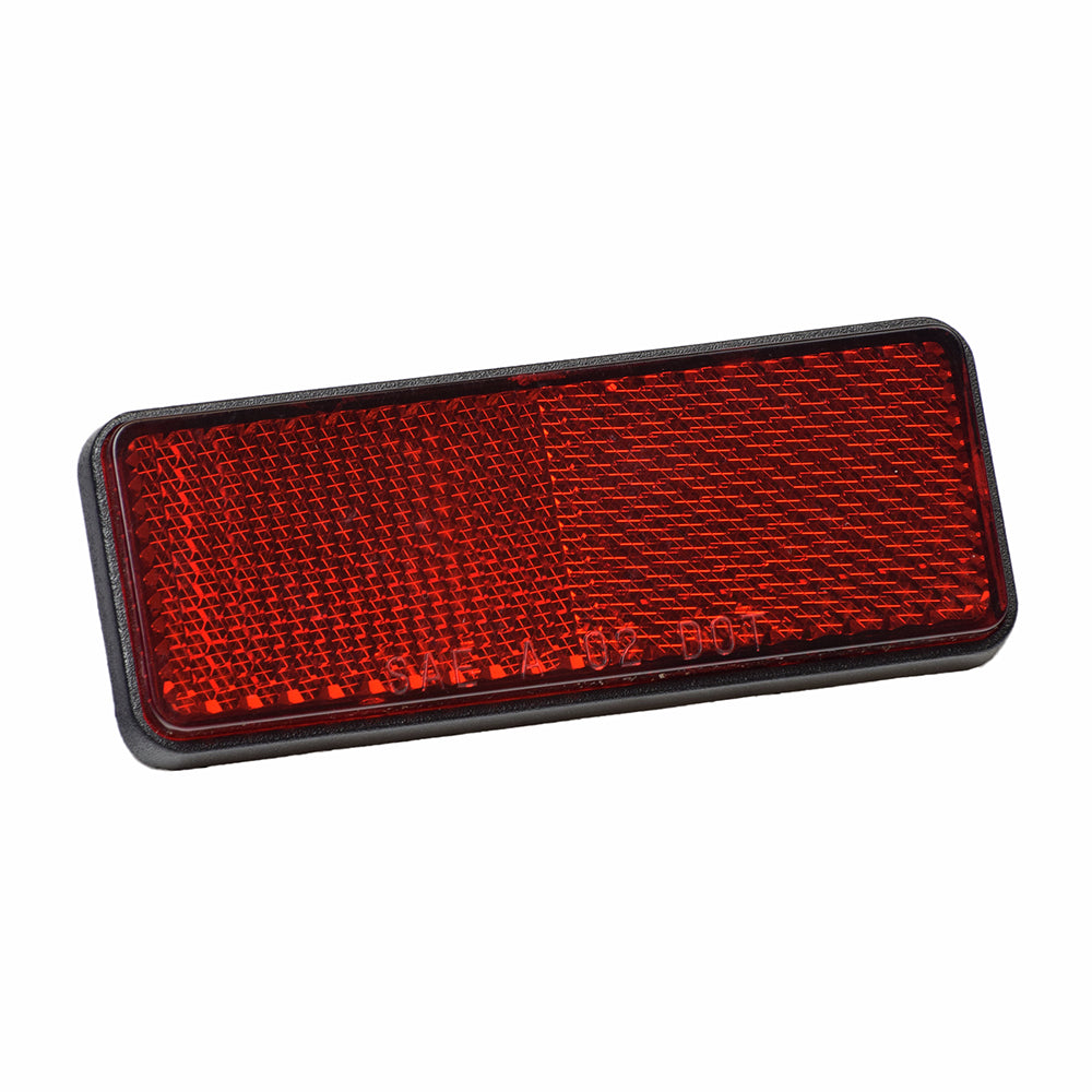 Red Rear Reflector for the Baja Doodle Bug (DB30), shown with a black frame, designed to enhance visibility and safety. DOT Certified, ideal for ensuring your mini bike is properly illuminated.