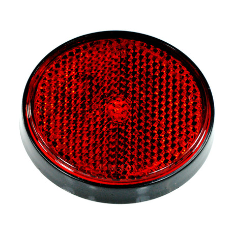 Red Rear Side Reflector for the Massimo MM-MB100 Mini Bike, featuring a diamond pattern design, intended as one of two rear reflectors for Baja Mini bikes.