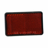 Red Rear Reflector for the Baja Mini Bike MB200, featuring a rectangular red reflector encased in a black frame, designed for easy mounting on rear fenders to enhance visibility and safety.