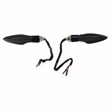 Amber LED Turn Signal Lights for Scooters (Set of 2) - Close-up of two black, oval-shaped LED lights with connecting electrical wires, designed for easy installation on 12V DC scooter systems.