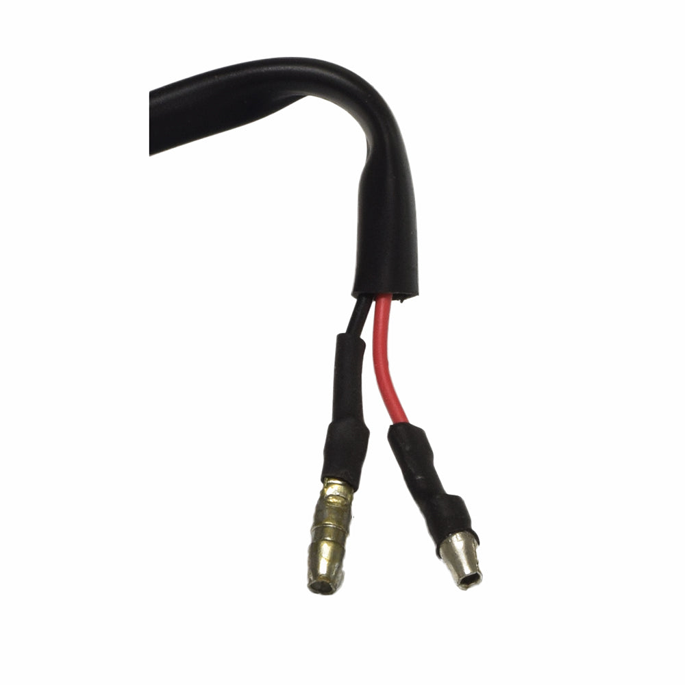 Amber LED Turn Signal Lights for Scooters (Set of 2) featuring black and red wires with metal connectors; ideal for 12V systems on Chinese-made street scooters.