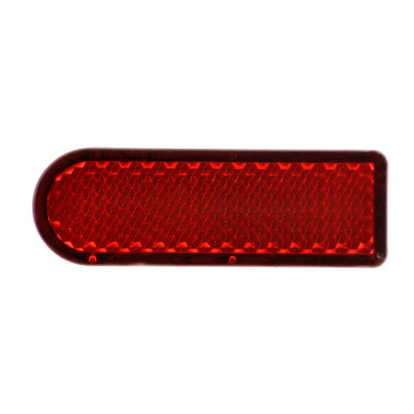 Red Side Reflector for the Pride Victory 9 (SC609/SC709) & Victory 10 (SC610/SC710) Mobility Scooters, shown as a rectangular red reflector with a textured surface, designed for adhesive attachment.